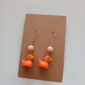 Fashion Jewelry Orange Duck Earrings
